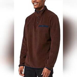 32 Degree Heat Men’s Red Fleece Pullover with 3 buttons, chest pocket, X…